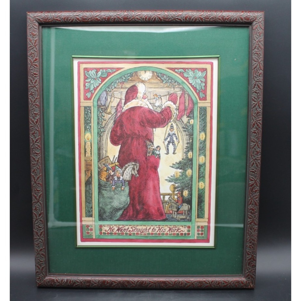 Marilyn Gandre Santa Claus Framed Print "He Went Straight to His Work" 13.5x16.5